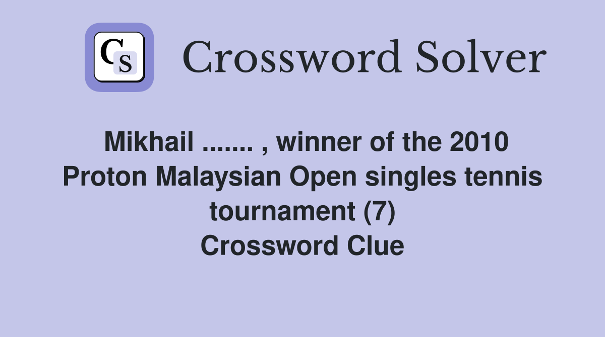 Mikhail.... , winner of the 2010 Proton Malaysian Open singles